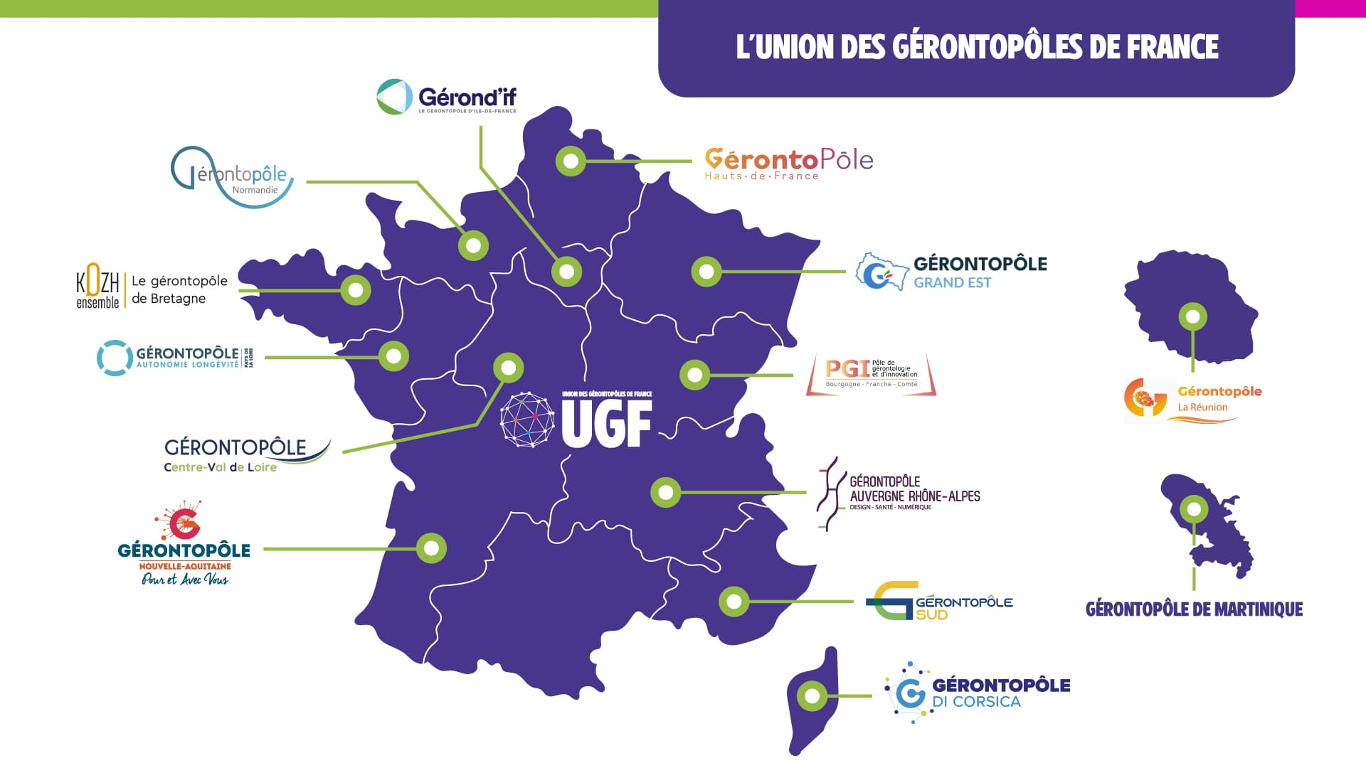 Carte des Gérontopôles de France Carte des Gérontopôles de France